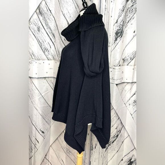 DKNY Turtleneck Sweater Oversized Asymmetric Poncho M/L - Picture 5 of 6